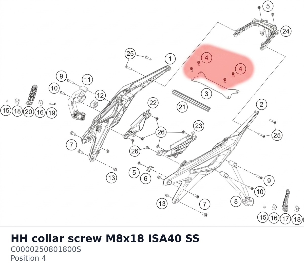 Diagram preview: HH collar screw M8x18 ISA40 SS (C0000250801800S)