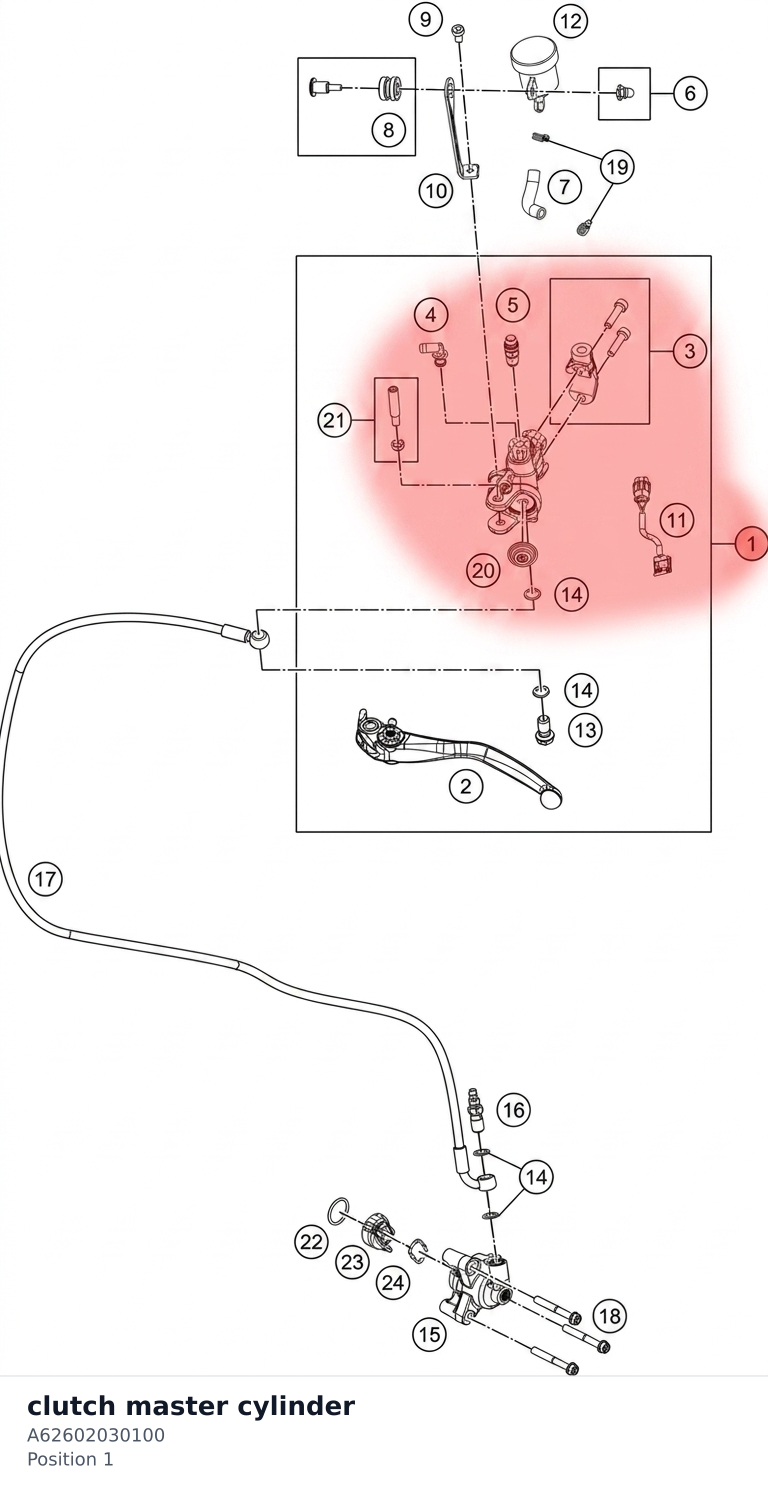 Diagram preview: clutch master cylinder (A62602030100)