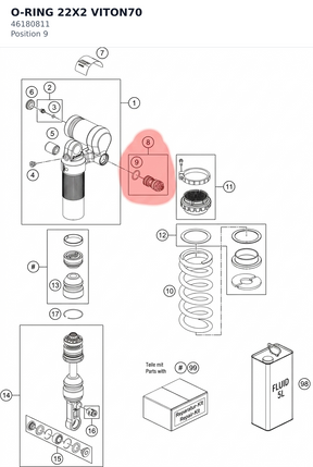 Diagram preview: O-RING 22X2 VITON70 (46180811)