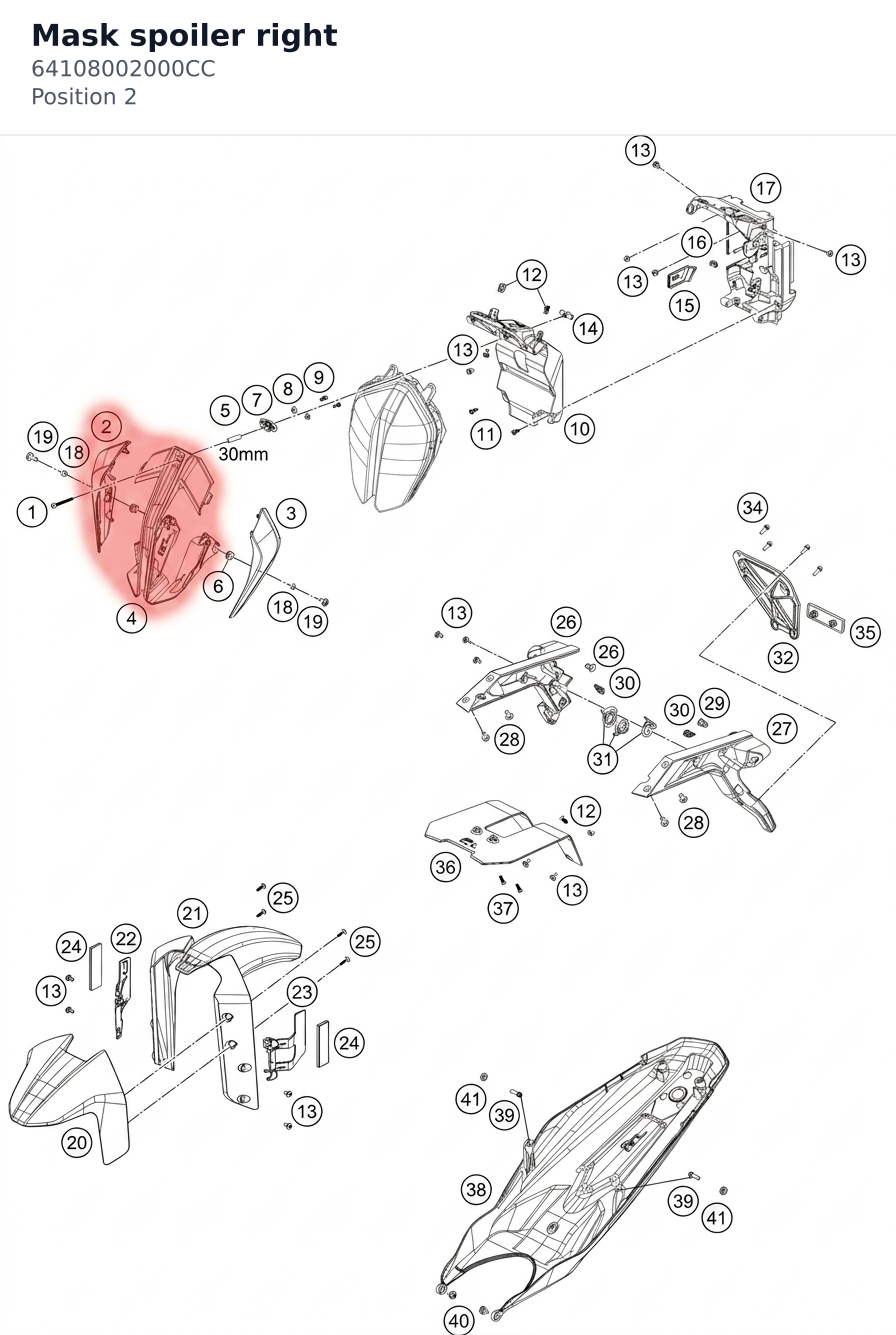 Diagram preview: Mask spoiler right (64108002000CC)