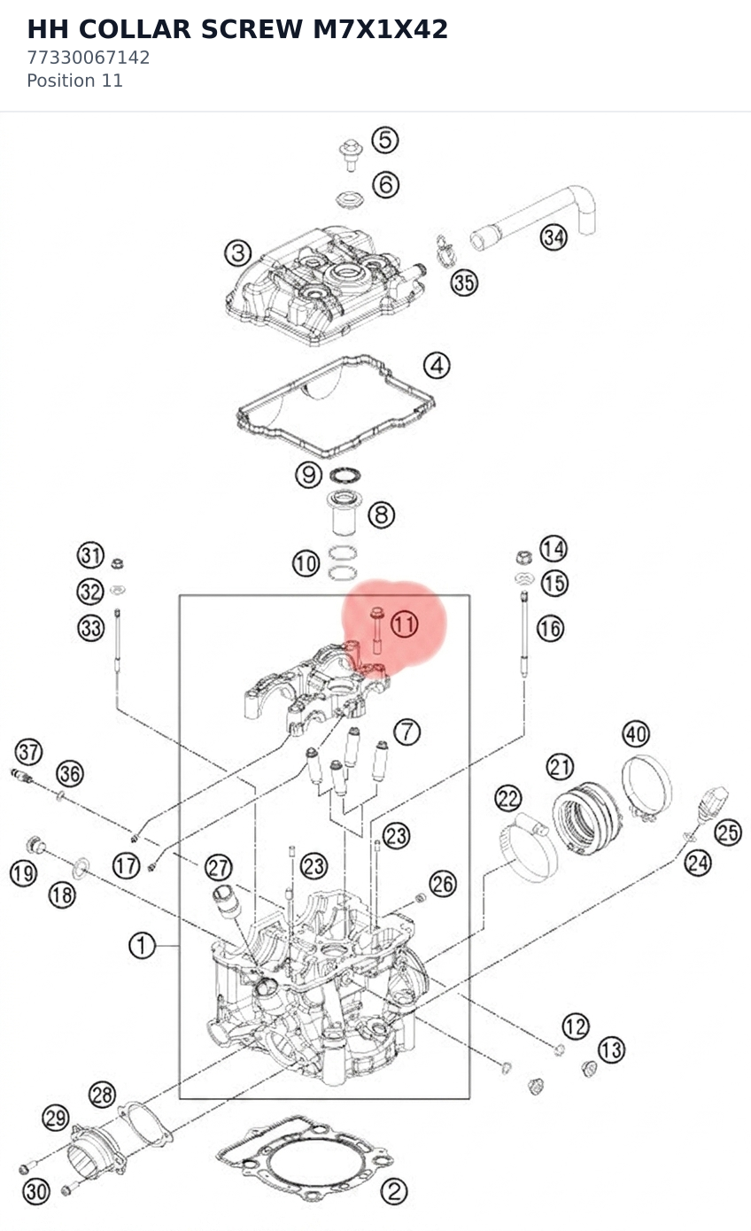 Diagram preview: HH COLLAR SCREW M7X1X42 (77330067142)