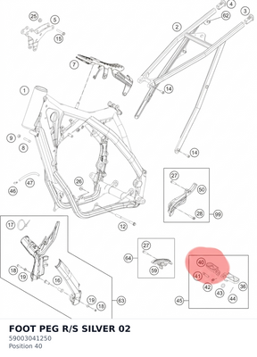 Diagram preview: FOOT PEG R/S SILVER       02 (59003041250)