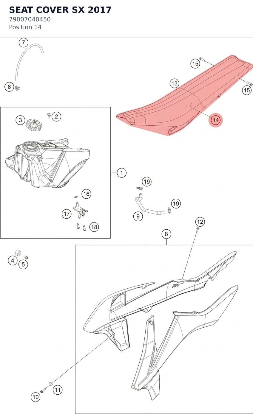 Diagram preview: SEAT COVER SX 2017 (79007040450)