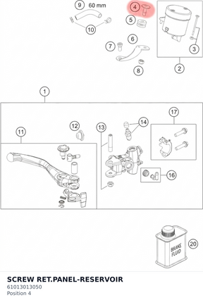 Diagram preview: SCREW RET.PANEL-RESERVOIR (61013013050)