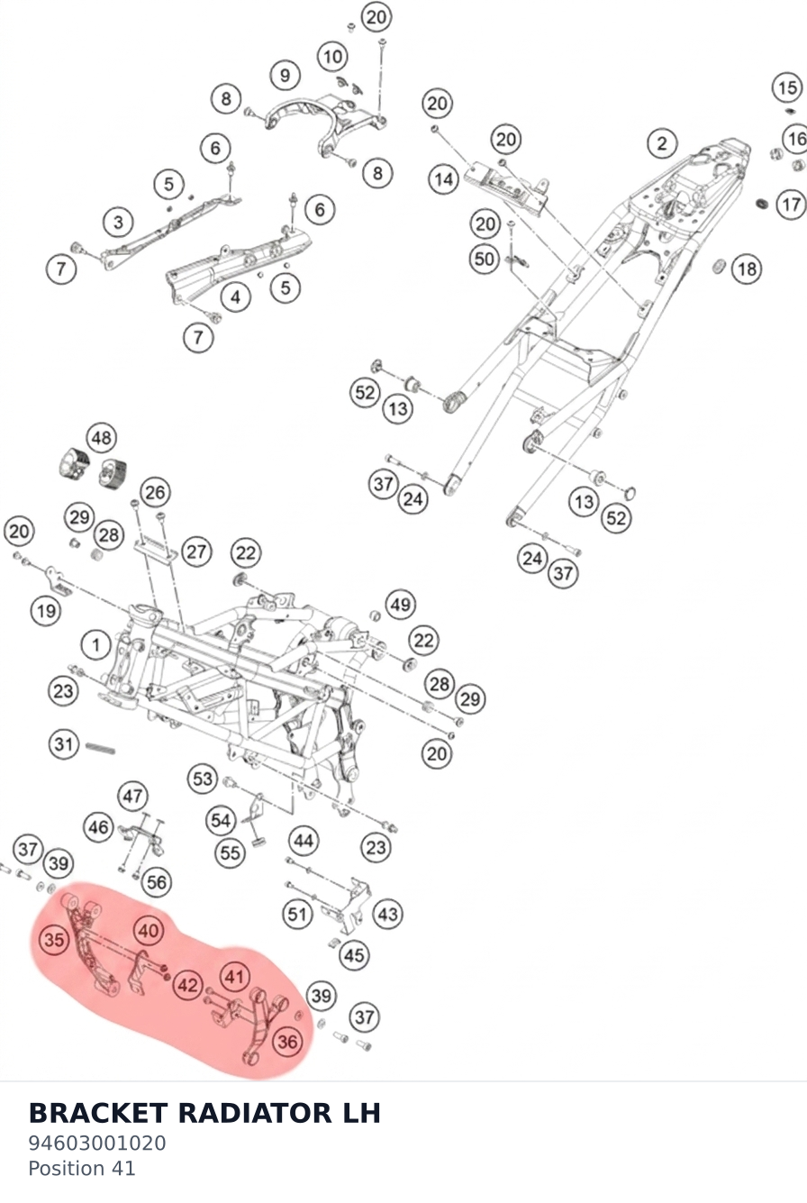 Diagram preview: BRACKET RADIATOR LH (94603001020)