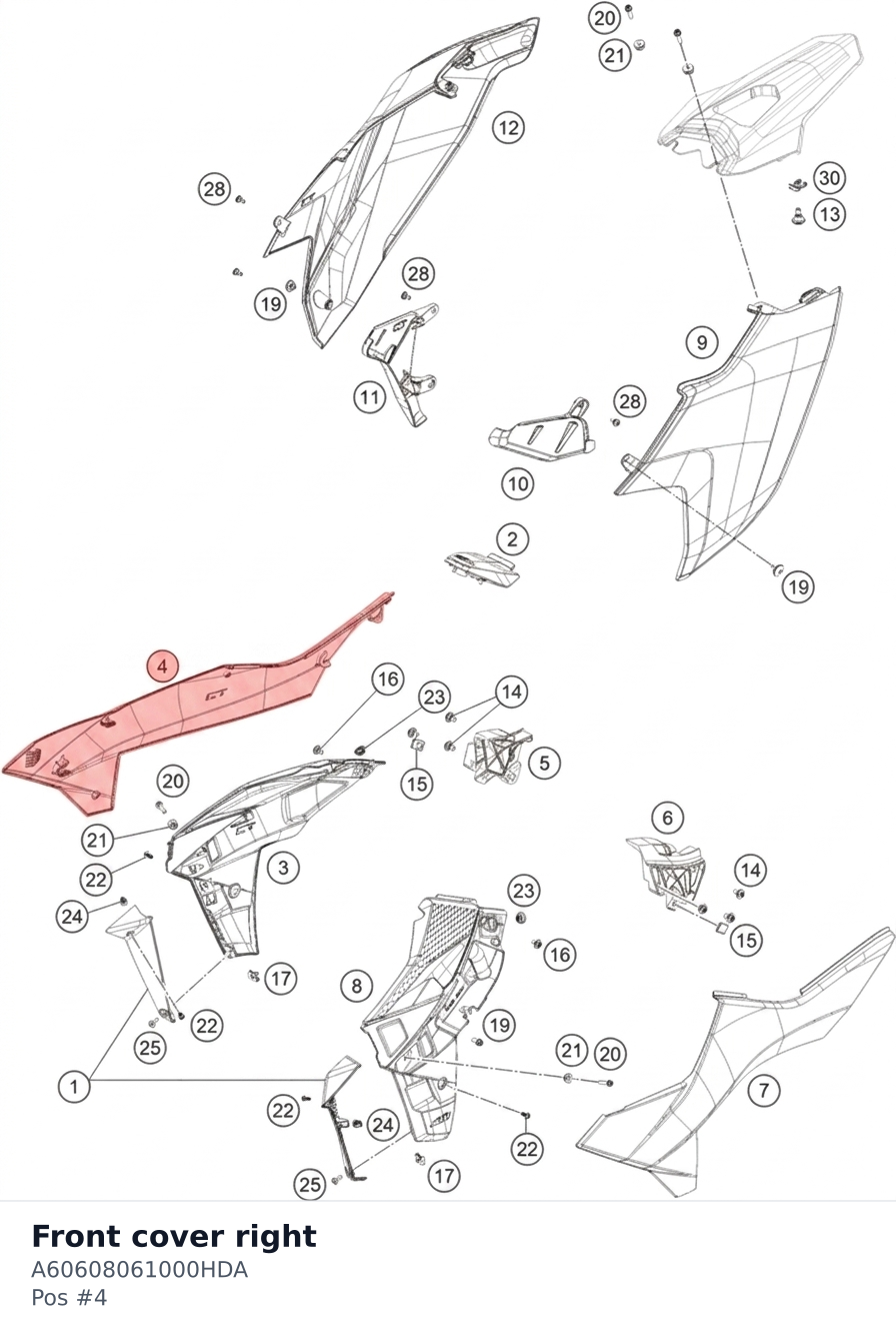 Diagram preview: Front cover right (A60608061000HDA)