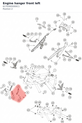 Diagram preview: Engine hanger front left (61703005000C1)