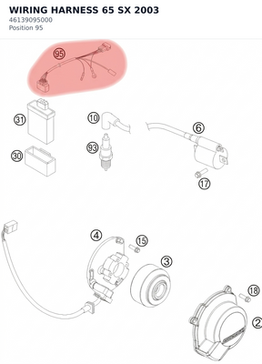 Diagram preview: WIRING HARNESS 65 SX      2003 (46139095000)