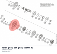 Diagram preview: Idler gear, 1st gear, teeth 32 (79333311000)