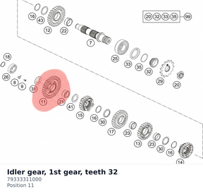 Diagram preview: Idler gear, 1st gear, teeth 32 (79333311000)