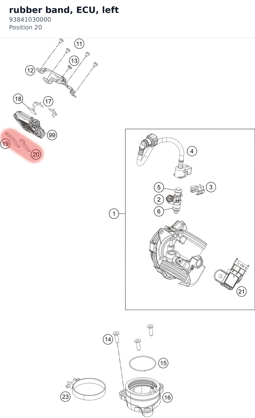 Diagram preview: rubber band, ECU, left (93841030000)