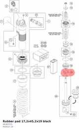 Diagram preview: Rubber pad 17,2x45,2x19 black (46181515)