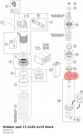Diagram preview: Rubber pad 17,2x45,2x19 black (46181515)