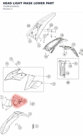 Diagram preview: HEAD LIGHT MASK LOWER PART (7200810100030)