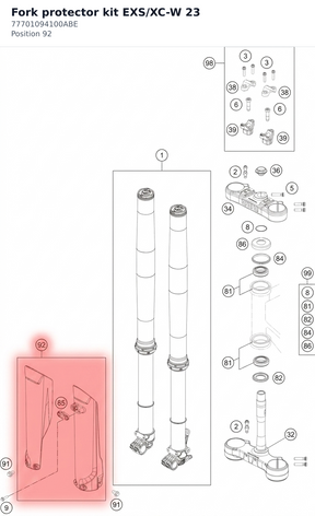 Diagram preview: Fork protector kit EXS/XC-W 23 (77701094100ABE)