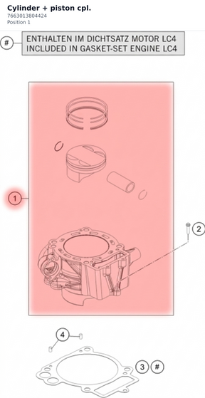 Diagram preview: Cylinder + piston cpl. (7663013804424)