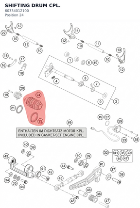 Diagram preview: SHIFTING DRUM CPL. (60334012100)
