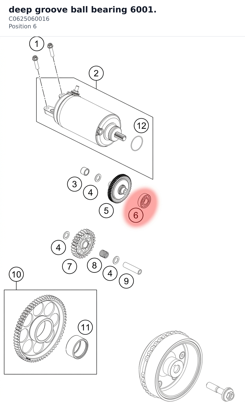 Diagram preview: deep groove ball bearing 6001. (C0625060016)
