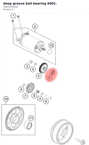 Diagram preview: deep groove ball bearing 6001. (C0625060016)
