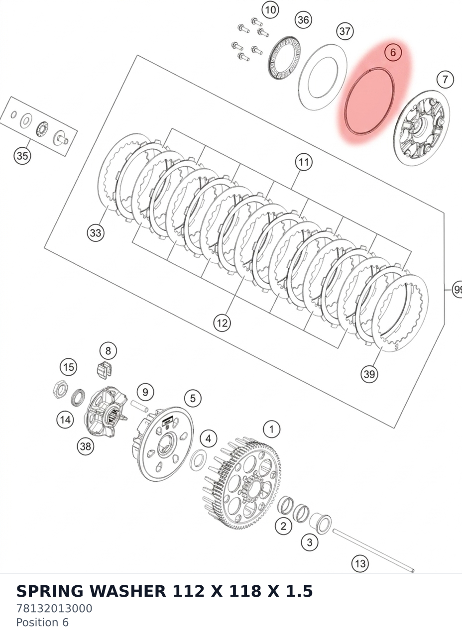 Diagram preview: SPRING WASHER 112 X 118 X 1.5 (78132013000)