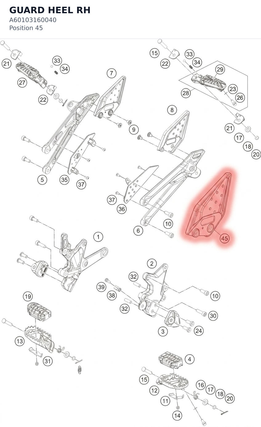 Diagram preview: GUARD HEEL RH (A60103160040)