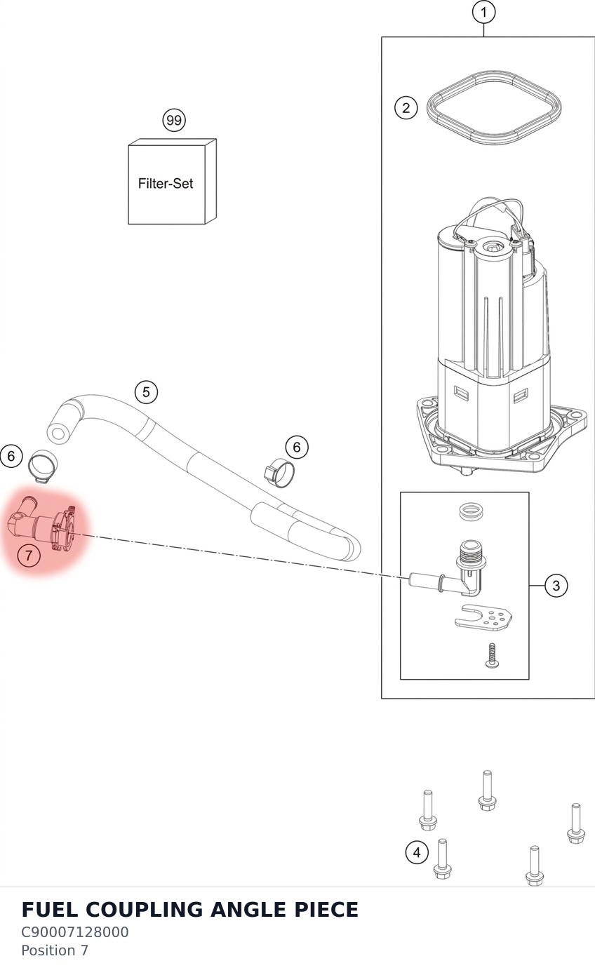 Diagram preview: FUEL COUPLING ANGLE PIECE (C90007128000)