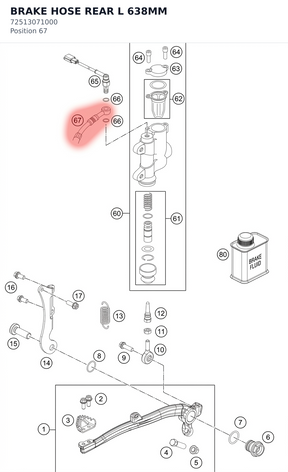 Diagram preview: BRAKE HOSE REAR L 638MM (72513071000)