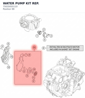 Diagram preview: WATER PUMP KIT REP. (75035055110)