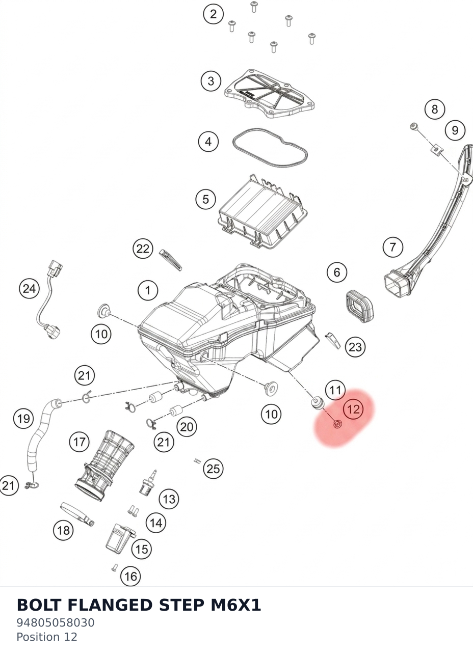 Diagram preview: BOLT FLANGED STEP M6X1 (94805058030)