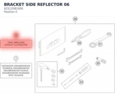 Diagram preview: BRACKET SIDE REFLECTOR      06 (62512081000)