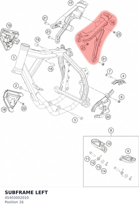 Diagram preview: SUBFRAME LEFT (45403002010)