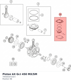 Diagram preview: Piston kit Gr.I 450 MX/SM (79430107210 I)