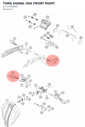Diagram preview: TURN SIGNAL USA FRONT RIGHT (61714526000)