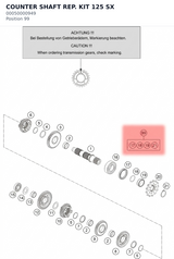 Diagram preview: COUNTER SHAFT REP. KIT 125 SX (00050000949)