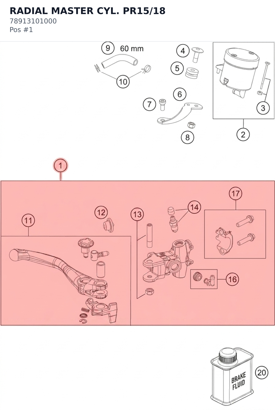 Diagram preview: RADIAL MASTER CYL. PR15/18 (78913101000)