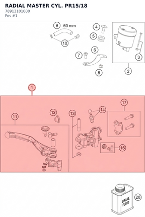 Diagram preview: RADIAL MASTER CYL. PR15/18 (78913101000)
