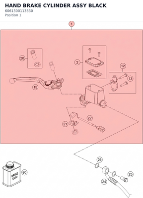 Diagram preview: HAND BRAKE CYLINDER ASSY BLACK (6061300113330)