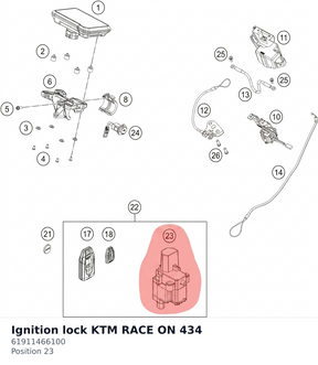 Diagram preview: Ignition lock KTM RACE ON 434 (61911466100)