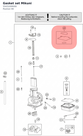 Diagram preview: Gasket set Mikuni (55431099000)