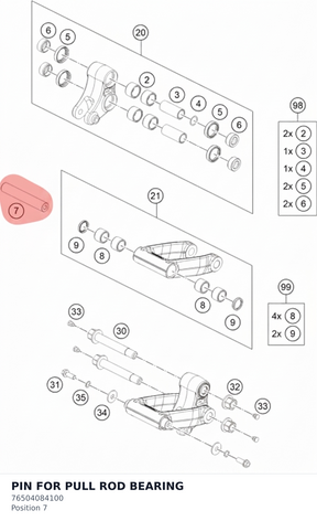Diagram preview: PIN FOR PULL ROD BEARING (76504084100)