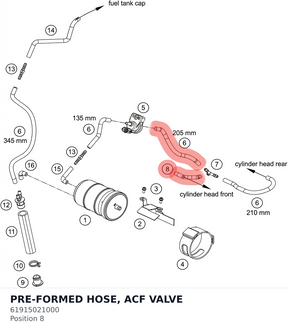 Diagram preview: PRE-FORMED HOSE, ACF VALVE (61915021000)