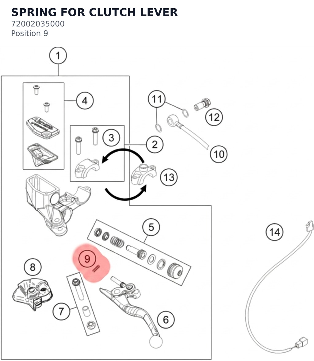 Diagram preview: SPRING FOR CLUTCH LEVER (72002035000)