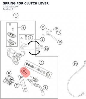 Diagram preview: SPRING FOR CLUTCH LEVER (72002035000)