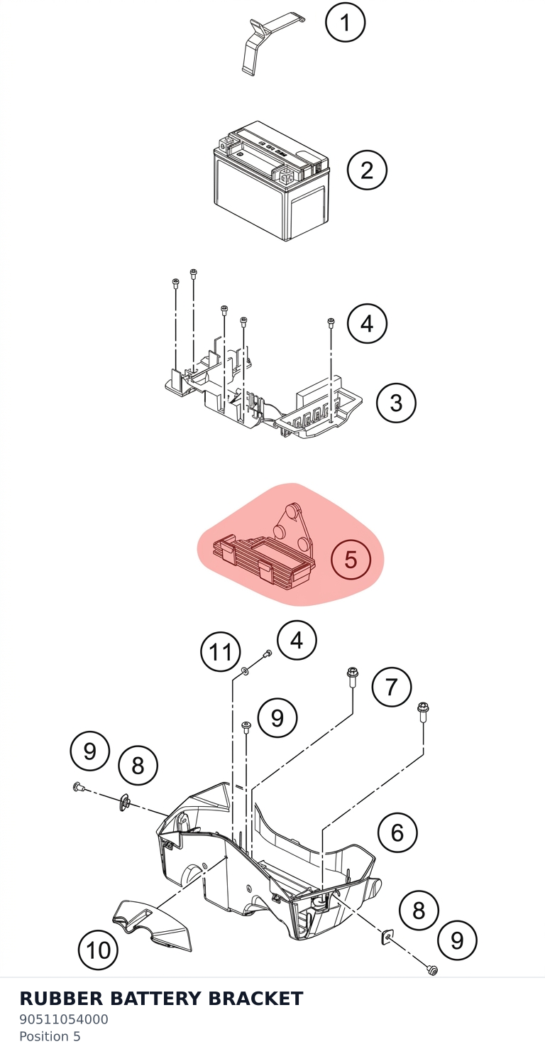 Diagram preview: RUBBER BATTERY BRACKET (90511054000)