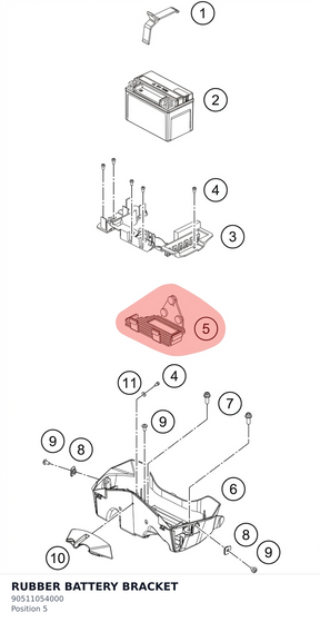 Diagram preview: RUBBER BATTERY BRACKET (90511054000)