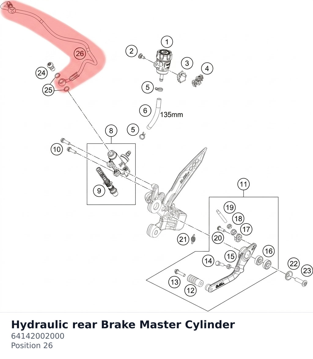 Diagram preview: Hydraulic rear Brake Master Cylinder (64142002000)
