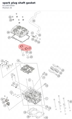 Diagram preview: spark plug shaft gasket (61136075050)