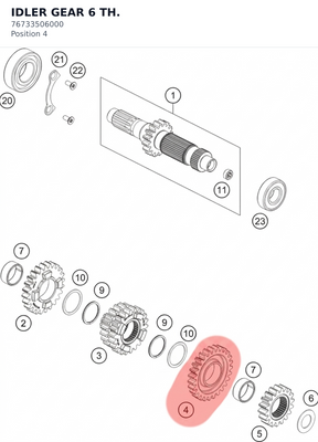 Diagram preview: IDLER GEAR 6 TH. (76733506000)