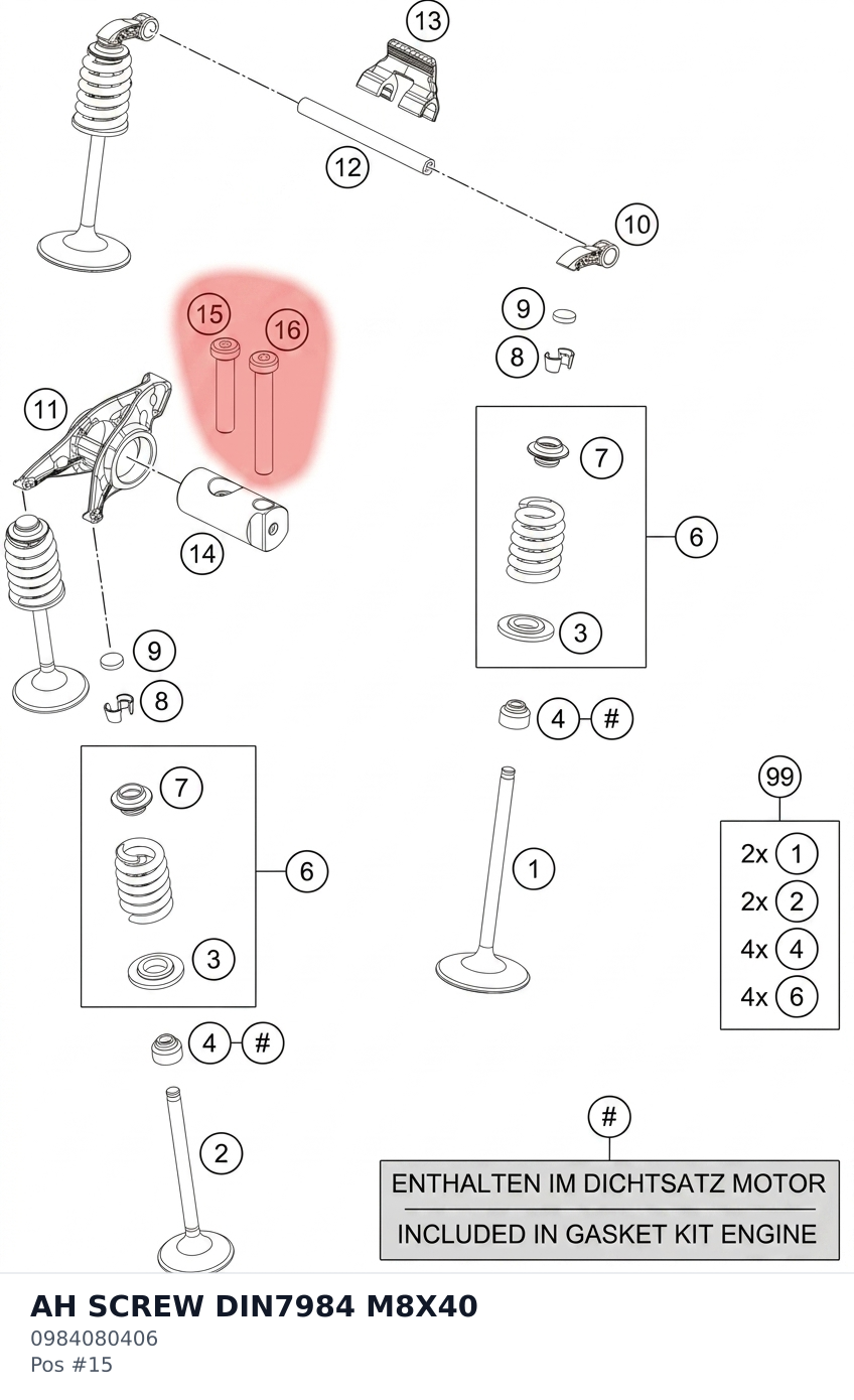 Diagram preview: AH SCREW DIN7984 M8X40 (0984080406)