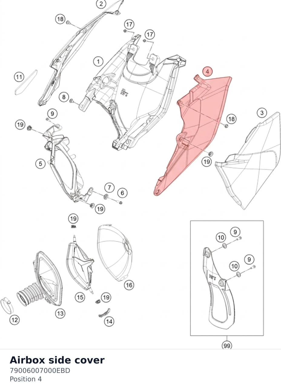 Diagram preview: Airbox side cover (79006007000EBD)